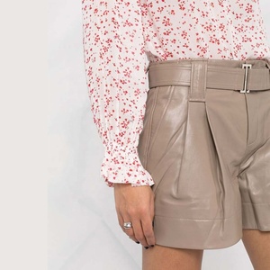 Shorts décontractés en cuir pour femme, taille mi-haute, jambe large, imperméables, écologiques, avec fermeture boutonnée, pour adolescente - Product Image 6