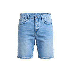 <b>Men</b> High Waist <b>Bermuda</b> <b>Shorts</b> 100% Cotton Button Fly Casual Solid Color Plus Size Washed Denim <b>Short</b> Pants - Product Image 1
