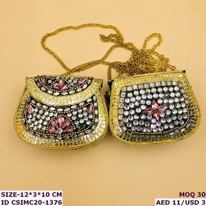 Craftstages International Handmade Kundan Mosaic Iron <b>Clutch</b> Bag Evening Party Multi-Function <b>Pearl</b> Stone Embellishment Beading - Product Image 5