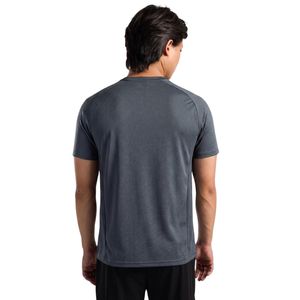 T-shirt gris en PU pour homme, léger, respirant, col rond, manches courtes, fitness, gym, entraînement, performance, vêtements de sport - Product Image 3