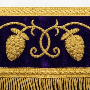 Custom <b>Purple</b> Masonic Apron with Gold Fringe & Embroidered Symbolic Emblem – Vintage Formal Freemason Regalia Accessory - Product Image 4