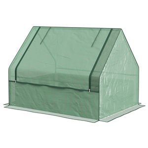 Small Outdoor Gardening Metal Raised Garden Bed with Green and Silver Cover Garden Greenhouse <b>Planter</b> <b>Box</b> - Product Image 1