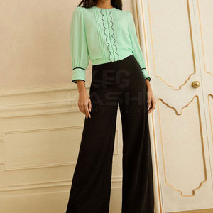 Blusa de Mujer Moderna, a la Moda, con Diseño de Tendencia, Estampado Sólido, Corta por Delante, de Tela Suave, Ajuste Cómodo para el Trabajo, Uso Diario Informal - Product Image 4
