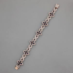 Bracelet en zircon plaqué or rose pour femme, style classique, maillons de chaîne, sertissage pavé, style mariage - Product Image 1