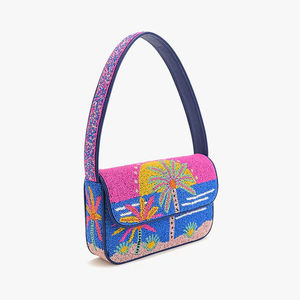 Bolso de hombro de lujo para mujer con patrón geométrico y cuentas, hecho a mano con cuentas de semillas, a la moda, personalizado, al por mayor - Product Image 1