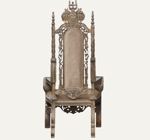 Chaise Trône en Bois d'Acajou Massif Sculptée à la Main, Design Royal, Durable, pour Salon et Appartement - Product Image 3