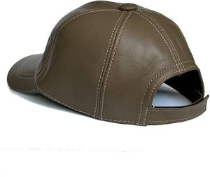 Luxury Blank Genuine Leather <b>Cap</b> Custom Embroidery Metal Badge Strap Back Leather Dad <b>Hat</b> Supplier - Product Image 3