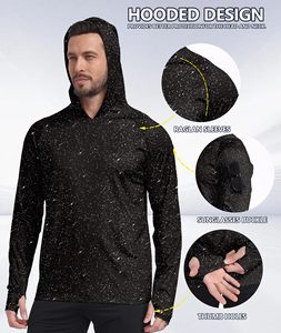 Camiseta de Pesca con Capucha para Hombre, Protección UPF UV 50+, Ligera, con Capucha, Antibacteriana, de Poliéster, para Pesca y Actividades al Aire Libre - Product Image 3