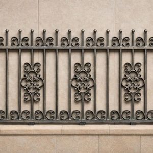 Clôture de balcon et d'escalier en acier moderne avec motif floral en volute, décoration extérieure durable, éléments architecturaux intemporels - Product Image 1
