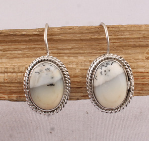 Natural Dendritic <b>Opal</b> <b>Earrings</b> 925 Sterling Silver Vintage Victorian Style Scenic <b>Opal</b> Dangle <b>Earrings</b> Wholesale Jewelry - Product Image 1