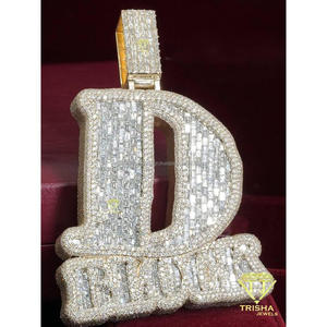 Luxury Custom D <b>Initial</b> Pendant Full Iced Hip Hop <b>Necklace</b> Personalized Letter Charm Gold Plated 925 Sterling <b>Silver</b> Trisha - Product Image 4