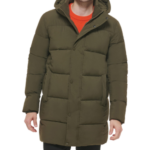 Veste longue à capuche pour homme avec garniture en fourrure, coupe-vent, parka d'hiver épaisse, fermeture éclair décontractée, manteau noir uni - Product Image 3