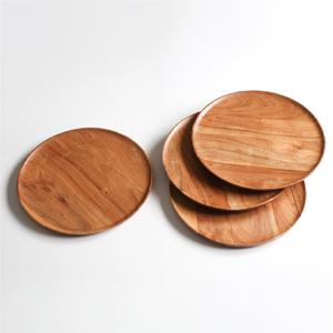 Assiette de présentation en bois, design minimaliste, en bois massif, pour vaisselle et assiettes - Product Image 6