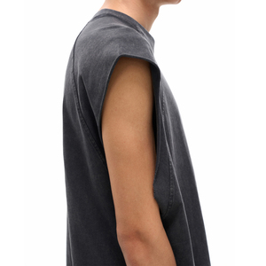 เสื้อยืดโอเวอร์ไซส์ แขนกุด ผ้าคอตตอนเจอร์ซีย์ 180 GSM สไตล์วินเทจ ลุคเม้าส์ลีส รับสกรีนโลโก้ เสื้อผ้าสตรีทแวร์ ผู้ชาย - Product Image 4