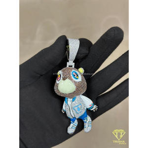 Custom Cartoon Character <b>Necklace</b> in 925 <b>Silver</b> with Iced Lab-Grown <b>Diamonds</b> - Product Image 3