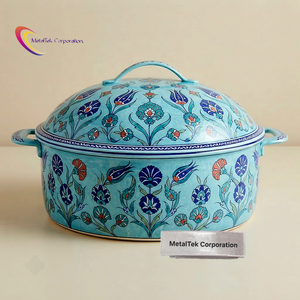 Juego de 3 Ollas Térmicas de Acero Inoxidable con Aislamiento, Diseño Floral Turco, para Mantener la Comida Caliente, para Servir en Cenas y Fiestas - Product Image 3