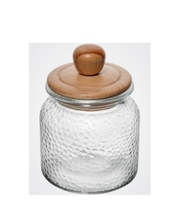 Élégant pot en verre avec couvercle en bois pour une décoration de cuisine stylée, rangement du café, organisation du thé, pot à sucre et à collations - Product Image 1