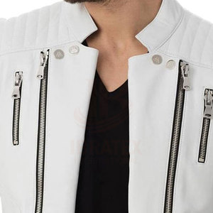 IBRATEX Factory Direct Sale New Arrival Solid <b>Casual</b> Breathable Eco-Friendly Long Sleeves <b>Men</b> Leather <b>Jacket</b> Open Front - Product Image 4