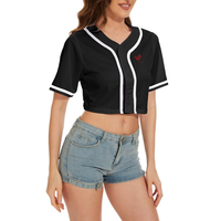 SPARKWELL Atasan Crop Baseball Wanita Putih Lengan Pendek Kancing Depan Warna Solid Bahan Bernapas Pakaian Musim Panas