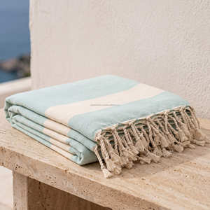 Serviette de bain Peshtemal en coton orange 100x180 cm, sans sable, rayée, Fouta, couverture de plage, pompons noués, accessoires de chambre, vente en gros - Product Image 5