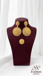 AWAIS HOUSE Women's Engagement Party Wedding Anniversary Gift Diamond Necklace/<b>Bracelet</b> Set 6 Gram Gold Plated Brass Hiphop - Product Image 4