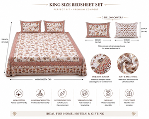Ensemble de draps en coton imprimé indien en gros avec housses de coussin florales |   Literie de luxe pour hôtel, 200TC, durable, toutes saisons - Product Image 4