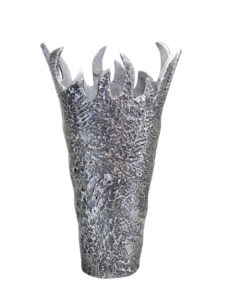 Macetero Moderno de Metal Plateado con Baño de Oro, Florero Escultural con Borde Texturizado, Decoración Artística para Mesa, Estilo Contemporáneo para el Hogar - Product Image 4