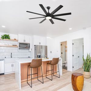66-Inch Modern LED <b>Ceiling</b> Fan with Dimmable <b>Light</b> 8 ABS Blades Smart Remote Control Reversible DC Motor Black for Home <b>Office</b> - Product Image 5