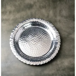 Modern Decorative Metal Display Tray Handmade for Elegant Residential InteriorsHandmade Metal Charger <b>Plate</b> Round Hammered - Product Image 4