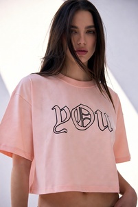 Vente en gros de t-shirts de sport pour femmes, personnalisés, de haute qualité, en coton à séchage rapide, coupe courte, mode été, avec broderie - Product Image 6