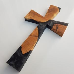 Croix murale en bois artisanale de luxe avec résine époxy bleue, décoration religieuse chrétienne pour la maison, l'église, la prière, cadeau artisanal - Product Image 4