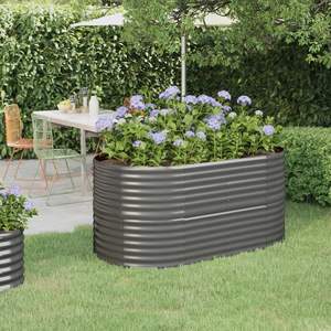 Grand lit de jardin surélevé en acier gris thermolaqué durable pour aménagements de jardin - Product Image 1