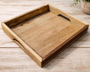 Bandeja de Servir Rústica de Madera Hecha a Mano con Asas para Té, Café, Desayuno, Decoración del Hogar, Regalo - Product Image 4