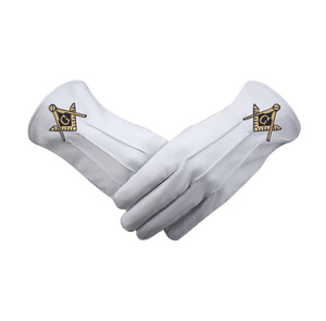 Wholesale Masonic White Leather <b>Gloves</b> Master Mason Blue Lodge Formal Ceremonial <b>Gloves</b> - Product Image 1