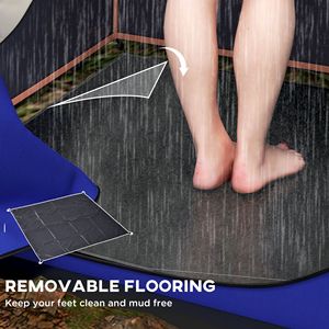 Tenda Doccia da Campeggio Blu Moderna, Rifugio Portatile per la Privacy, Borsa Doccia Solare, Pavimento Rimovibile, Acciaio/Alluminio, Borsa per il Trasporto Inclusa - Product Image 6