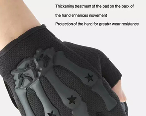 Gants en cuir véritable, gants tactiques mi-doigts, pour la randonnée en montagne, la chasse, protection, logo personnalisé, couleur au choix - Product Image 5