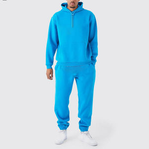 Ensemble survêtement homme vert menthe uni avec logo personnalisé, sweat à capuche et short de survêtement assorti, OEM ODM, vente en gros de vêtements - Product Image 3