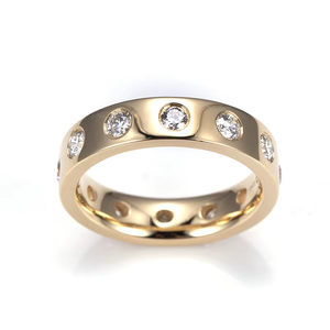 Anillo Clásico de Diamantes Chapado en Oro de 18K, Corte Brillante Redondo, Joyería Unisex para Uso Diario - Product Image 4