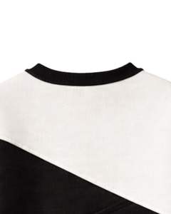 Sudadera de Mujer en Bloques de Color Blanco y Negro, Fabricada con Forro Polar Suave, Cuello Redondo, Estilo Casual para Invierno, con Detalle de Bordado - Product Image 3