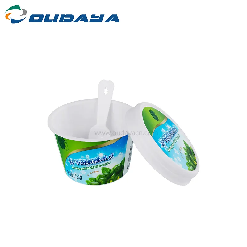 180ml 200ml pot de yogurt vuoto con coperchio a prova di manomissione IML vaschetta per gelato per alimenti per bambini con cucchiaio