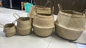 Hottest Design Seagrass <b>Belly</b> <b>Basket</b> for Plant Pot Storage Kitchen Laundry Picnics Durable Straw Cloth Material Shoes Storage - Product Image 5