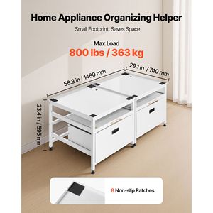 Piedistallo per Lavatrice e Asciugatrice, Altezza 22,6 Pollici, 29 x 29 Pollici, Capacità di Carico 800 Libbre, Vassoio Estraibile, Spazio di Stoccaggio, Piedistallo per Elettrodomestici da Lavanderia - Product Image 3