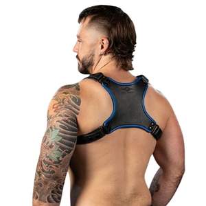 Arnés de Pecho de Cuero para Hombre Centurion 2.0, Azul, Correas Ajustables, Arnés Corporal de Cuero Premium para Club - Product Image 5