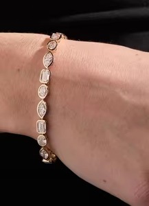 Handmade Wonders <b>Bracelet</b> 18k Yellow/ White/ Rose Gold Chain Moissanite <b>Bracelet</b> Bangle Diamond <b>Bracelet</b> Gift for - Product Image 4
