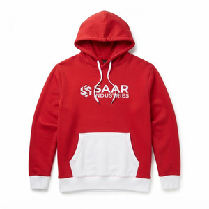 Saar Industries Men's Red <b>Fleece</b> <b>Hoodie</b> with White Pocket and Logo Print Casual Loose Fit Winter Wear Anti-Pilling - Product Image 5