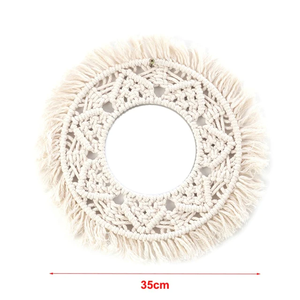 Customized Design Modern Luxury Round <b>Art</b> Bedroom Bathroom Decorative Hang Wall <b>Macrame</b> Mirror - Product Image 5