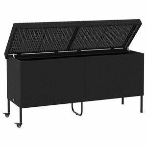 Grande boîte de rangement de jardin en rotin PE noir et acier thermolaqué – Produit de rangement et abri pour jardin - Product Image 5