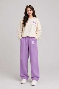 Oneten Womens <b>Light</b> <b>Blue</b> Knit Autumn Tracksuit Set Crew Neck <b>Long</b> <b>Sleeve</b> <b>Top</b> Wide Leg Pants Elastic Waist Side Pockets - Product Image 1