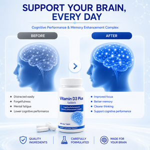 Natural Vitamin D3 Plus Tablets Cognitive Performance Memory Enhancement Dietary <b>Supplement</b> 600mg Not for Pregnant Women - Product Image 4