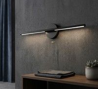 Lampu Dinding Minimalis Hitam Metal LED Putar Putih Hangat Push Dimmer Pencahayaan Dalam Ruangan Lumetal Vietnam Kamar Mandi Ruang Tamu Kamar Tidur